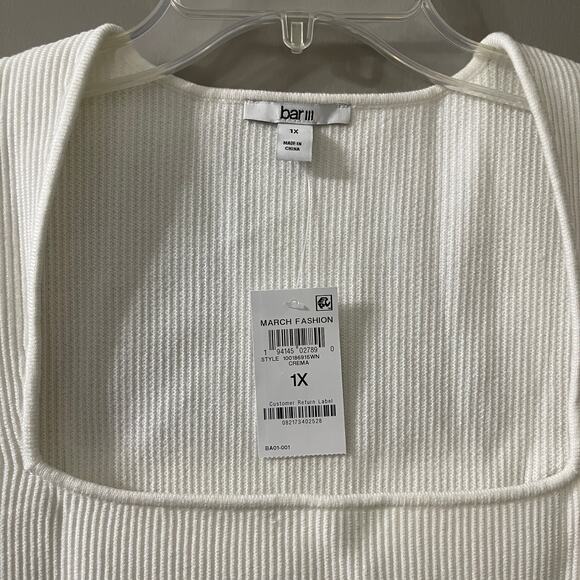 Pretty Cream Macy's Bar III Plus Ribbed Tank Top NWT Size 1X - Picture 8 of 9